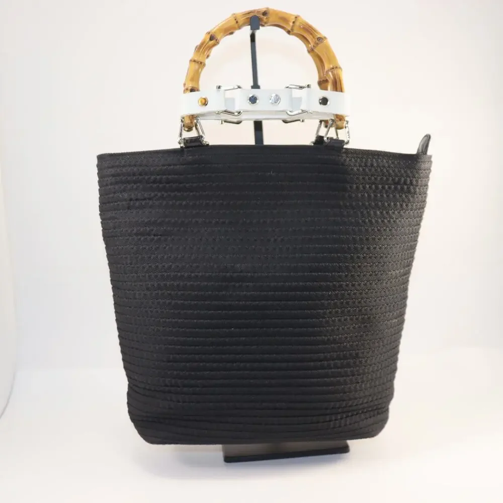 Gucci Black Woven‎ Tote with Bamboo Handles – Chic Italian Style